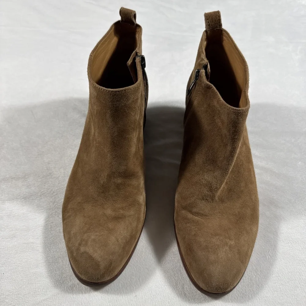 J Crew Size 8.5 Boots Booties Sawyer Suede Leather Brown Ankle‎ Block Heel C9868
